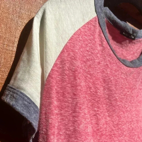 🤑 red blue white baseball style short sleeve top - Picture 4 of 7